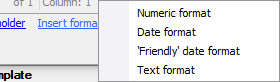 The Insert format directive menu in the List Control